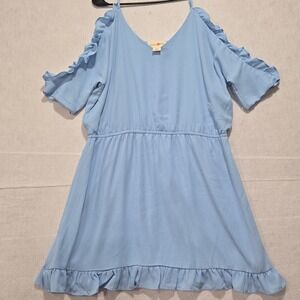 R#92 Wishful Park Light Blue‎ Cold Shoulder Ruffle Dress XL